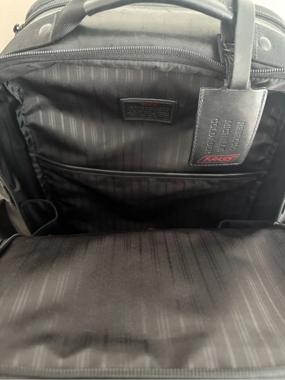 TUMI Black Leather Backpack
